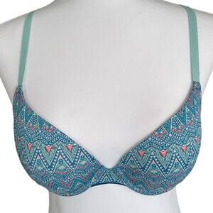 Victoria's Secret PINK Bra Wear Everywhere Geometric Blue Convertible Size 36C